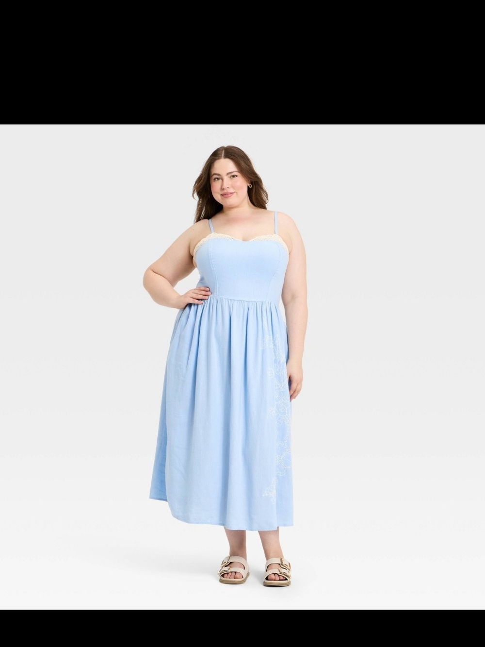 Universal Thread Light Blue Women's Sleeveless Cutwork Midi Sundress - XXXL - Picture 2 of 6